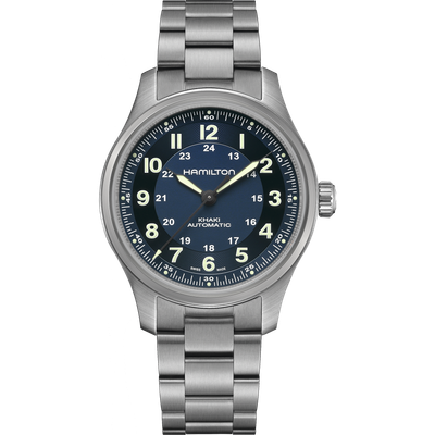 reloj automático hombre Hamilton Khaki Field Titanium Auto 42mm  H70545140 cristal de zafiro 100m WR 80h reserva de marcha correa y caja de Titanio