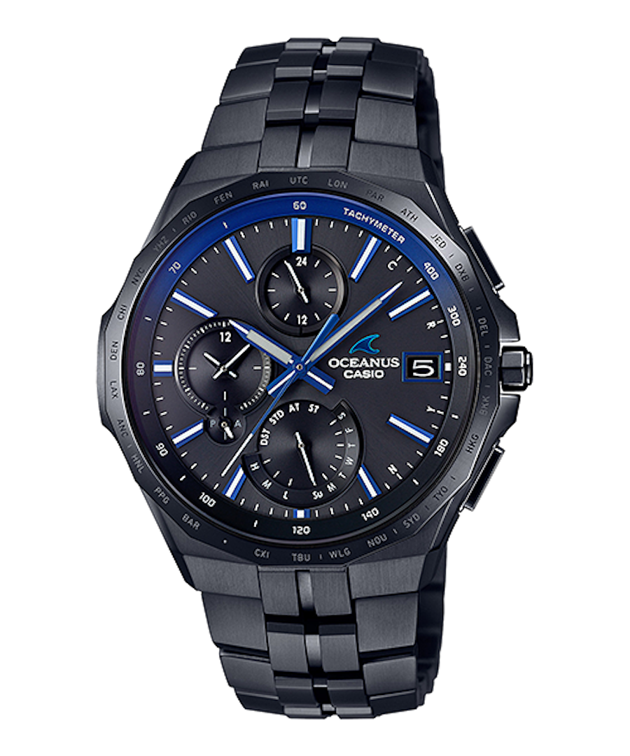 Casio Oceanus Manta All-Black OCW-S5000B-1AJF JDM 42.3mm 100m WR titanium case and strap titanium anti-reflective sapphire crystal glass made in Japan JDM (Japan domestic market)