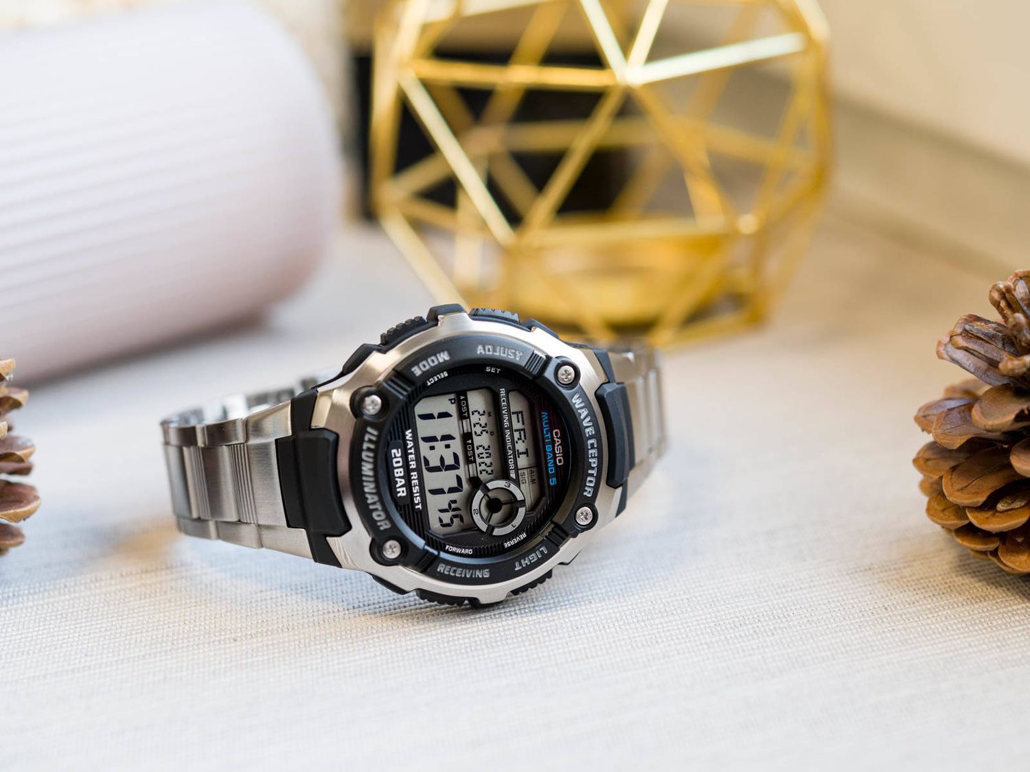 Reloj digital CASIO wave receptor WV 200RD 1A correa de acero 29 zonas horarias