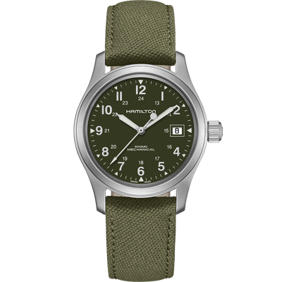 Hamilton Khaki Field Mechanical Men&#39;s Watch | 38mm | H69439363 80h power reserve sapphire crystal 50m WR nylon strap
