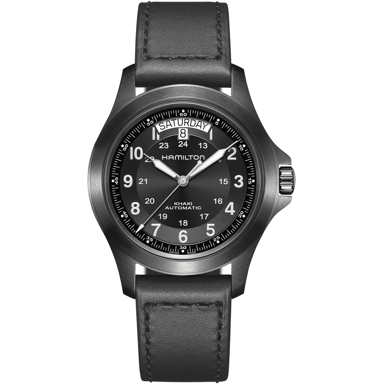 Hamilton Khaki Field King Auto Automatic men&#39;s watch H64465733 | 40mm | 80h power reserve sapphire crystal sapphire crystal leather strap