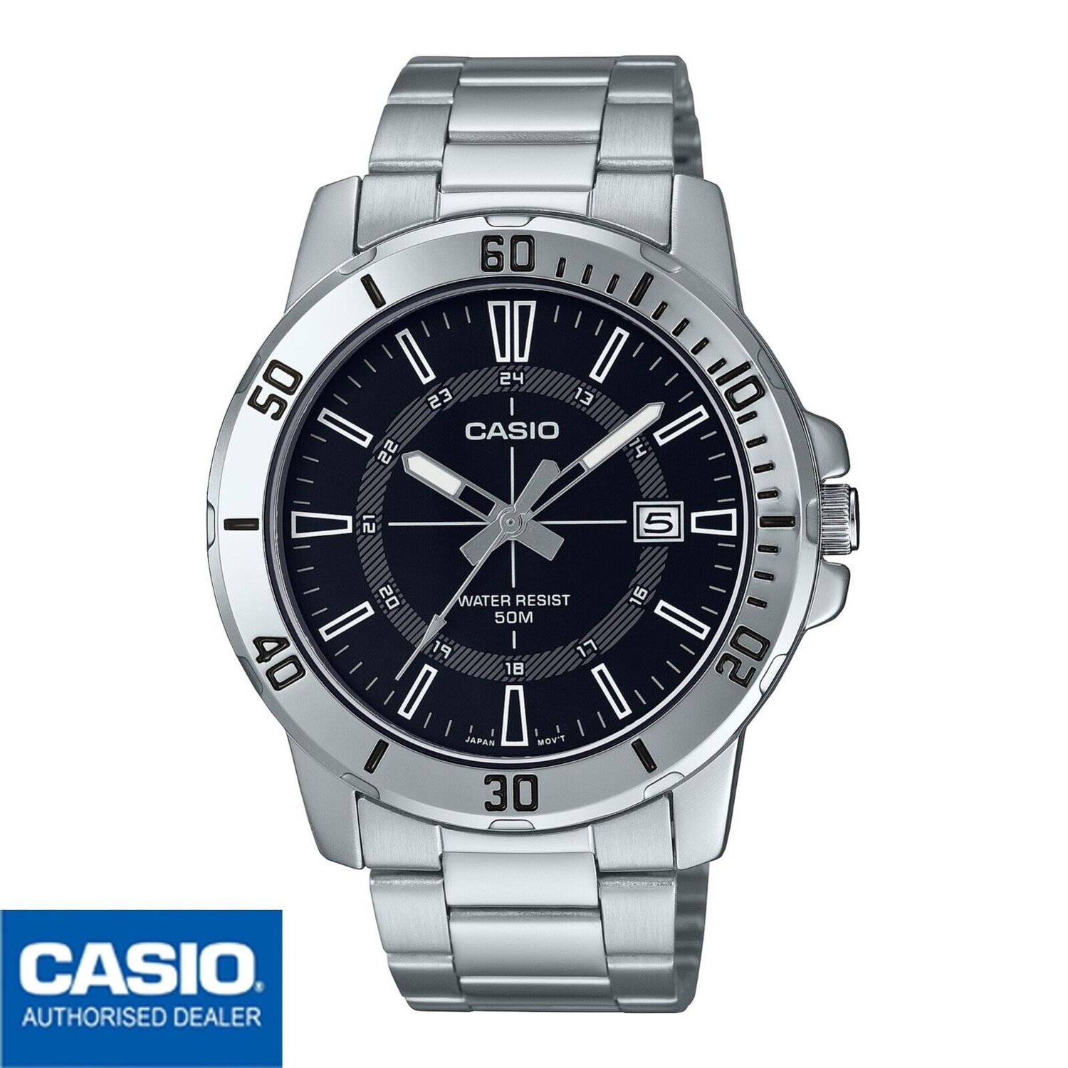 Reloj deportivo hombre Casio MTP-VD01D-1C 45mm 50m WR correa de acero