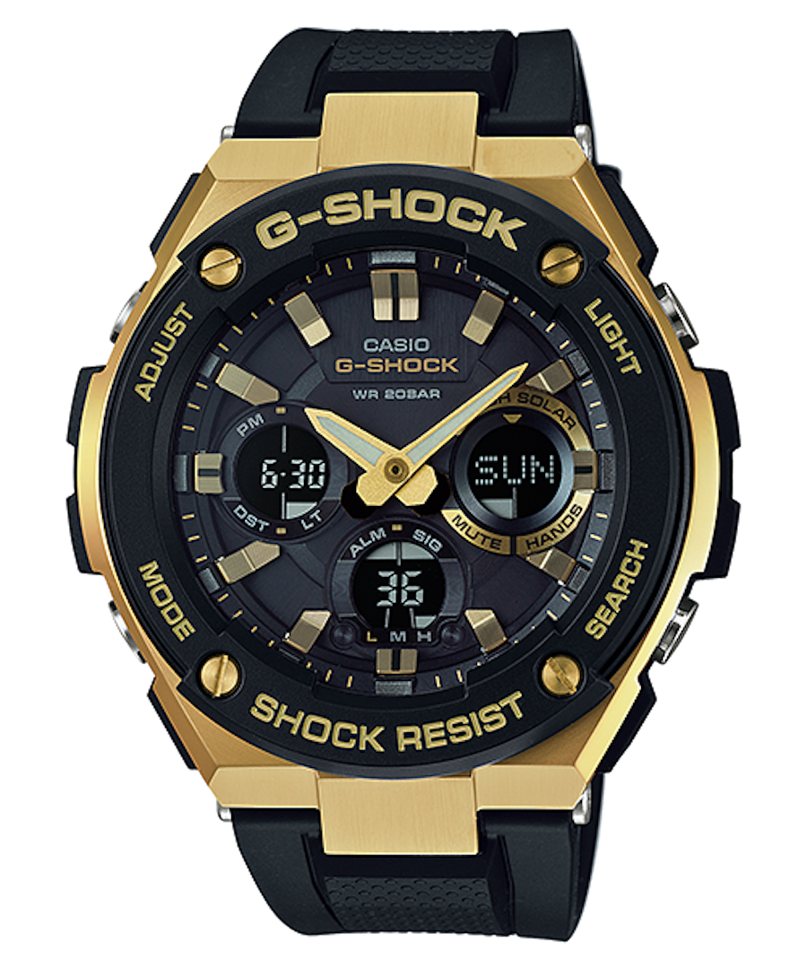 Casio G-Shock G-Steel GST-S100G-1 Tough Solar 52.4MM 200M WR shock resistant silicone strap World Time Solar chronograph watch for men