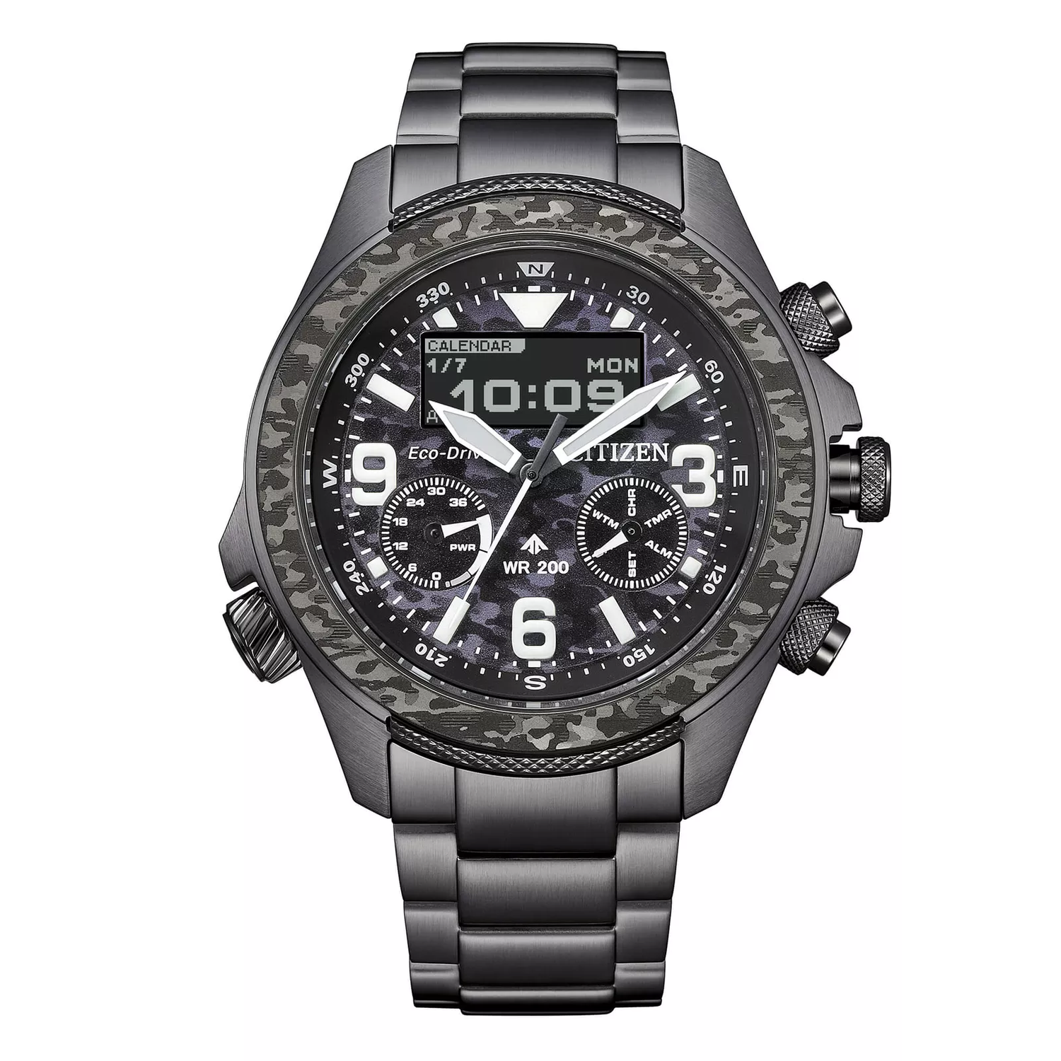 Citizen Eco-Drive Promaster Land JV1008-63E Limited Edition 43.9mm 200m WR sapphire crystal sapphire crystal steel strap Eco-Drive movement (runs on solar power or light)