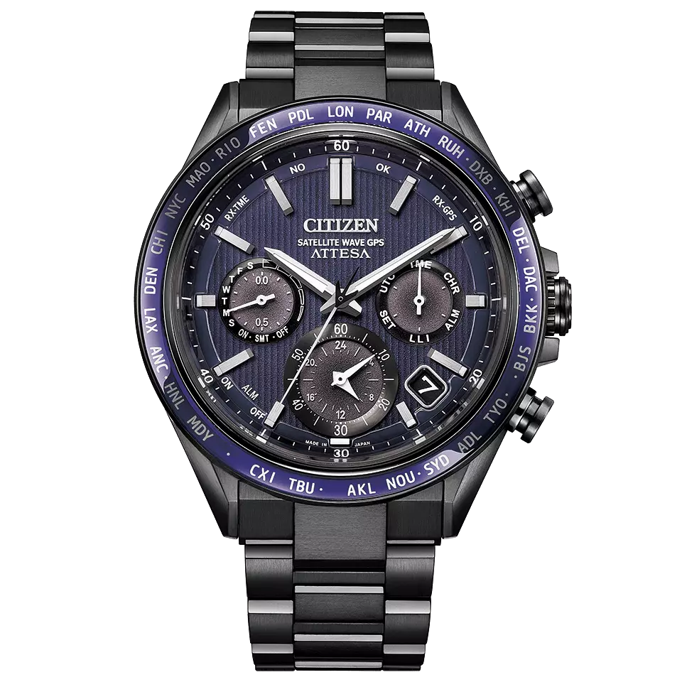 Citizen Attesa ACT Line/Black Titanium™ Series Titanium GPS Men&#39;s Watch CC4059-64L JDM 44.6MM 100m Anti-reflective sapphire crystal JDM titanium strap and case (Japanese domestic market) Eco-Drive movement (runs on solar power or light).