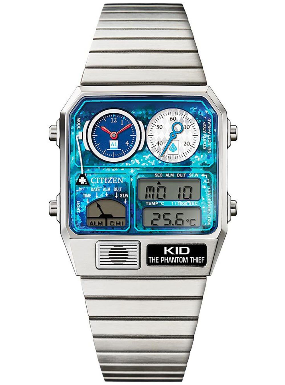 Citizen Detective Conan x Citizen Ana-Digi Temp Kid The Phantom Thief Model Limited 35x31mm Quartz unisex watch Alarm Dual Time thermometer