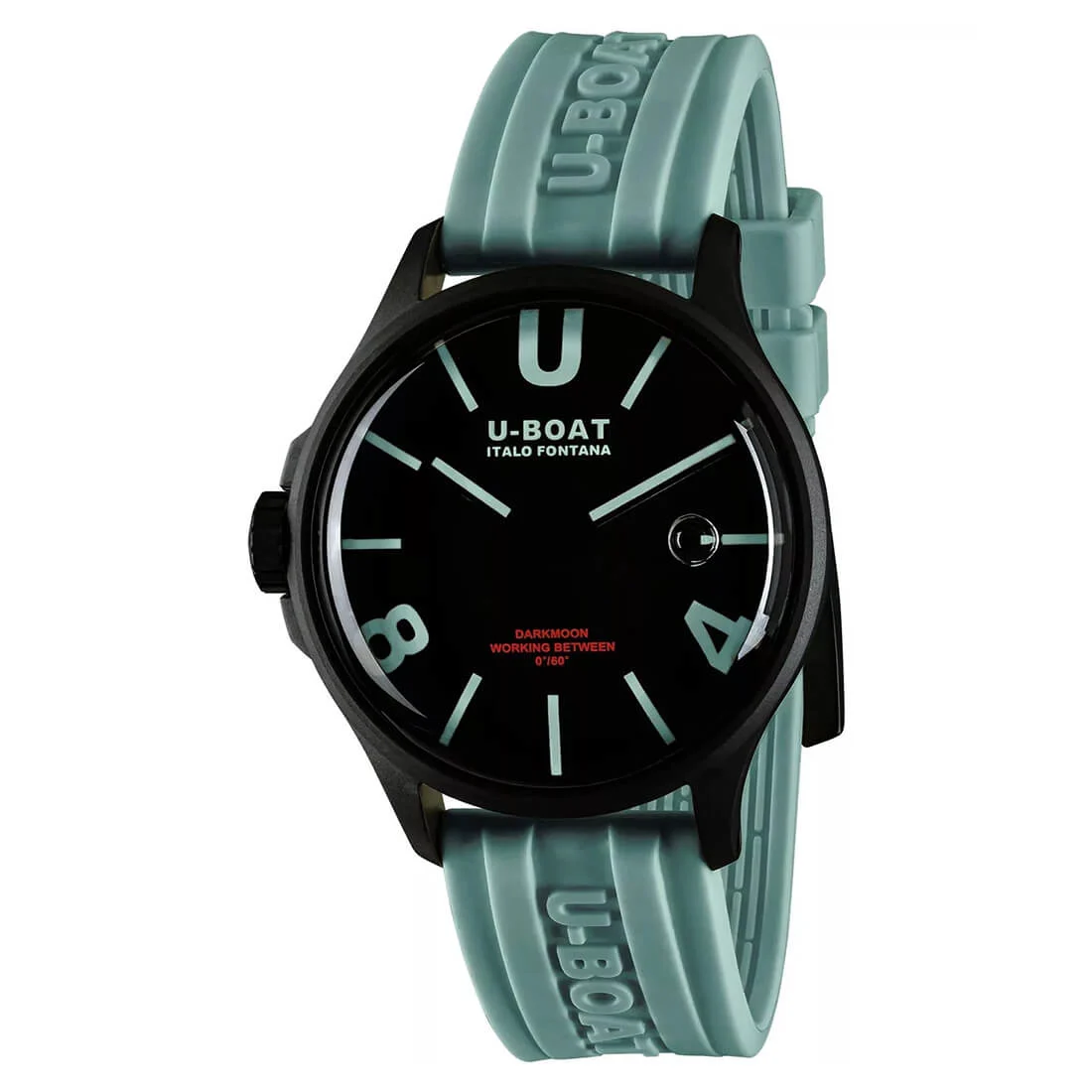 U-Boat Darkmoon Black PVD Black Dial Blue Silicon Strap Quartz Mens Watch 9526