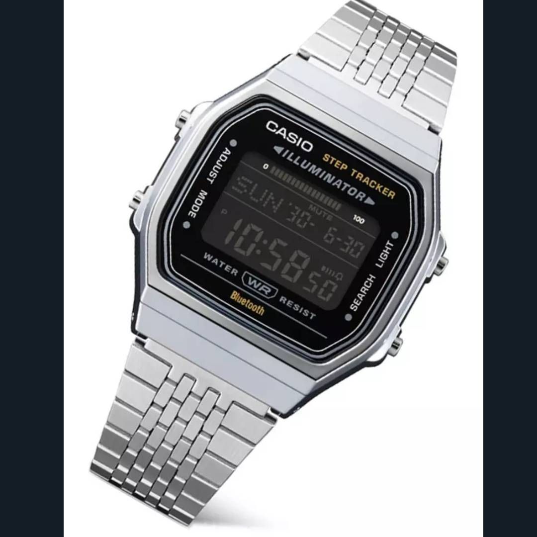 Reloj Casio digital ABL-100WE-1B con Bluetooth correa de acero inoxidable