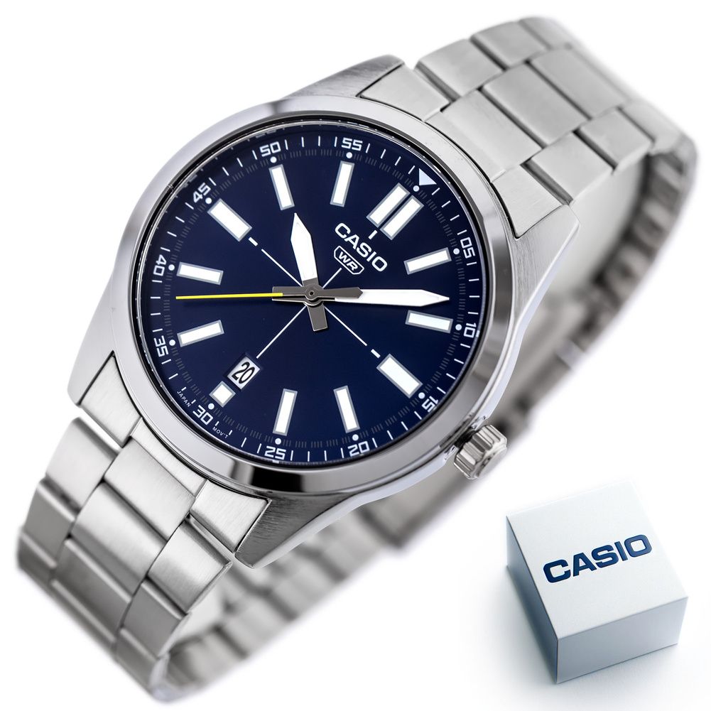 Reloj deportivo Casio MTP-VD02D-2E analógico de acero inoxidable 48×41×9,6 mm