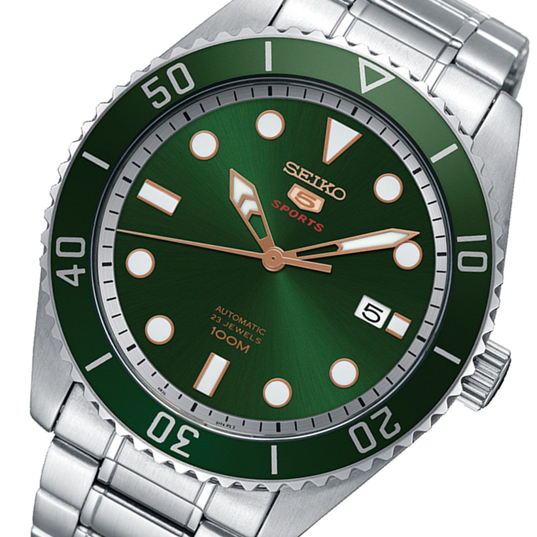 Seiko 5 Sports SRPB93K1 44mm 100m WR automatic sport divers men’s watch stainless steel bracelet