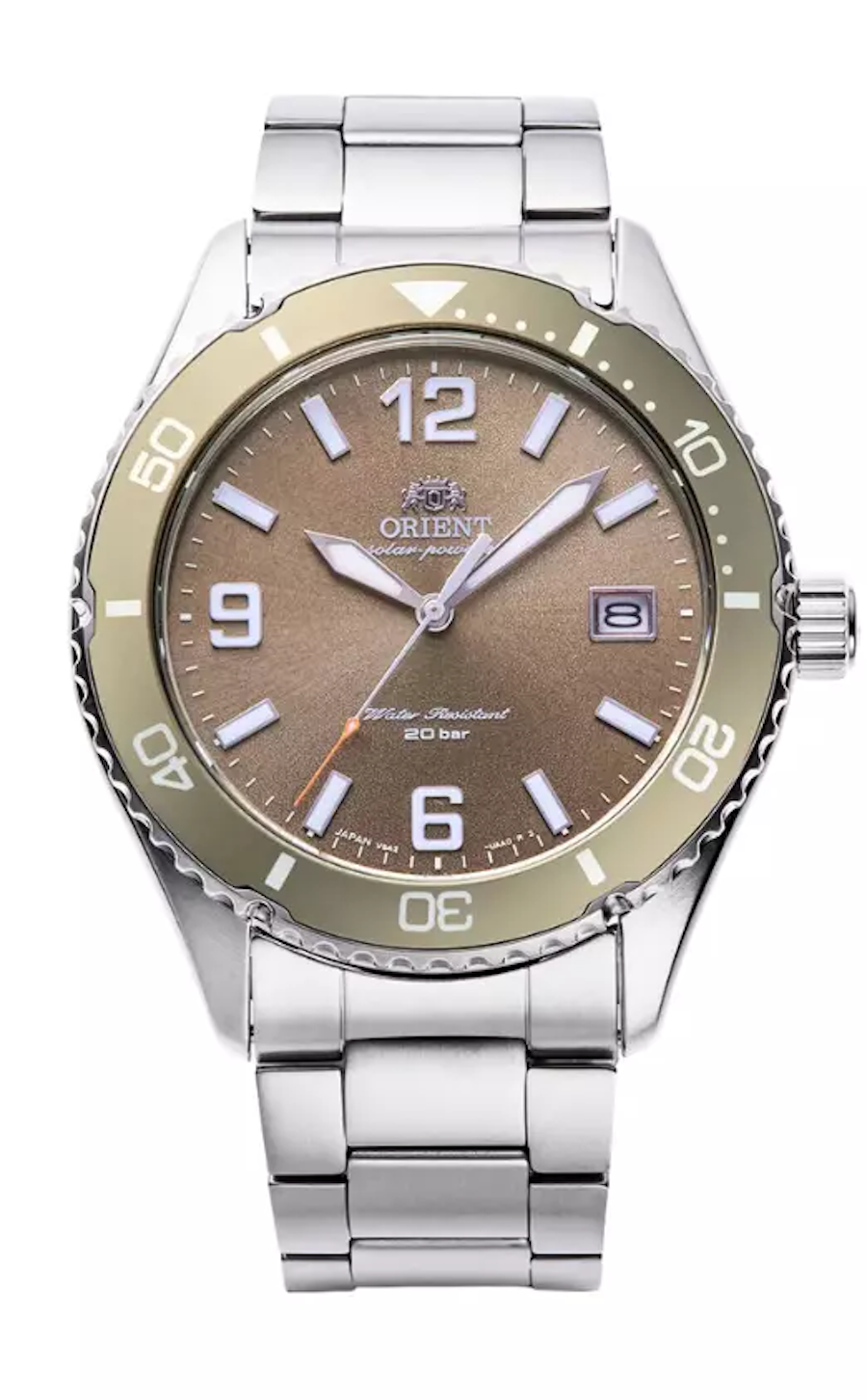 Orient Kamasu Copper RA-WJ0004Y 39.9mm 200m WR sapphire crystal sapphire crystal steel strap men&#39;s solar diving watch