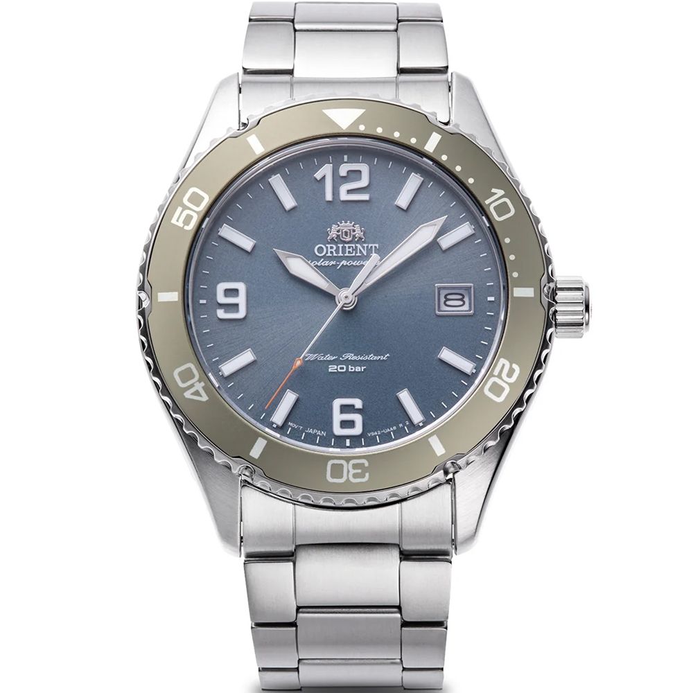 Orient Kamasu RA-WJ0002L 39.9mm 200m WR sapphire crystal sapphire crystal steel strap men&#39;s solar diving watch