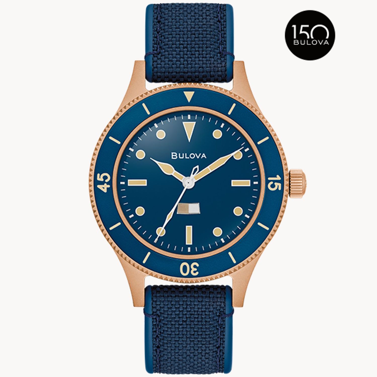 Bulova MIL SHIPS CuSn8 Bronze 98A325 41MM 200m WR men&#39;s automatic watch Domed double anti-reflective sapphire crystal Cordura fabric strap