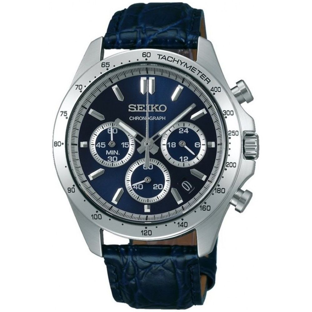 Seiko Spirit SBTR019 JDM 39.8mm 100m WR chronograph watch for men, leather strap