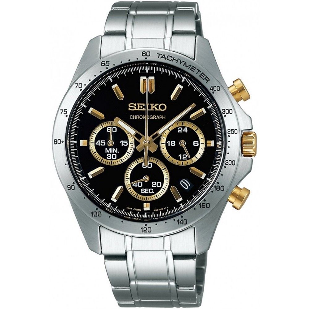 Seiko Spirit SBTR015 JDM 39.8mm 100m WR chronograph watch for men, steel strap