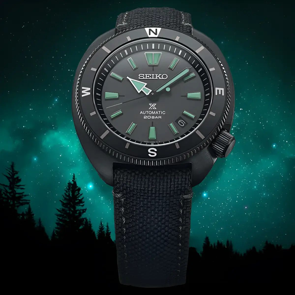 Seiko Prospex Night Vision SRPH99K1 Tortoise Limited Edition 42.4mm automatic Divers men&#39;s watch Sapphire glass 200m Water Resist polyester band