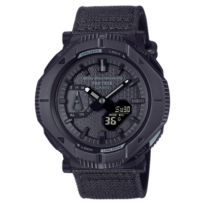 Casio Pro-Trek PRJ-B001WM-1JR JDM White Mountaineering Bluetooth solar watch 46mm 100m WR Mobile Link JDM (Japanese domestic market) cloth strap