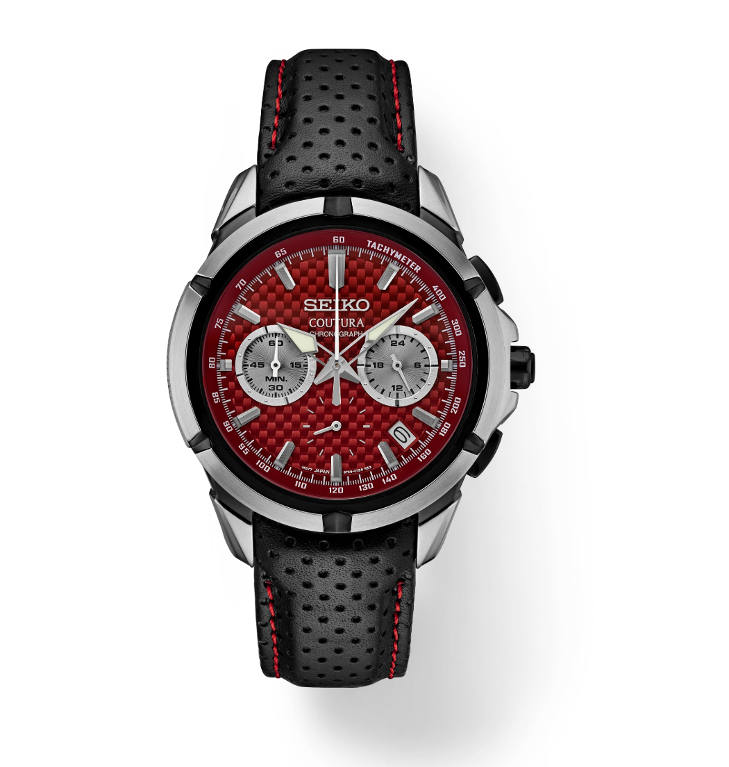 men&#39;s chronograph watch Seiko Coutura SSB435 42mm 100m WR sapphire crystal leather strap