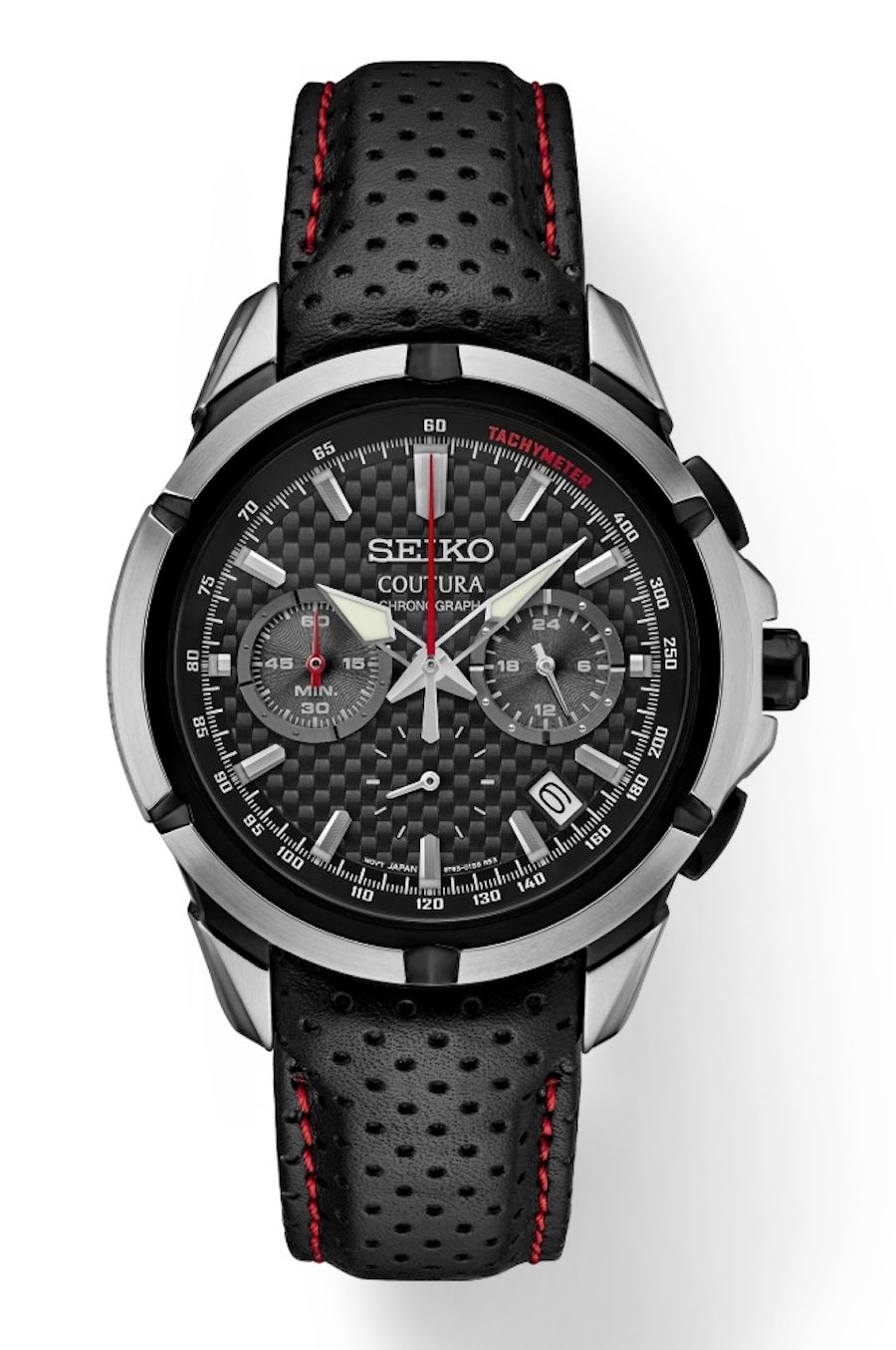 men&#39;s chronograph watch Seiko Coutura SSB437 42mm 100m WR sapphire crystal leather strap