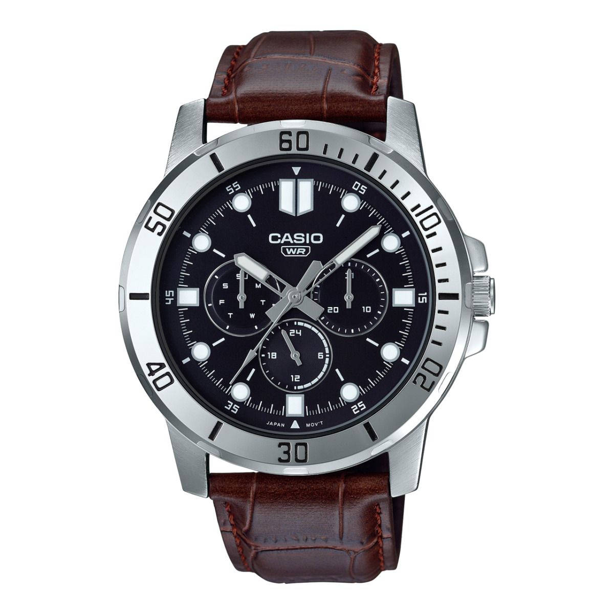 Reloj deportivo hombre Casio MTP-VD300L-1E  45mm correa de cuero  resistente al agua