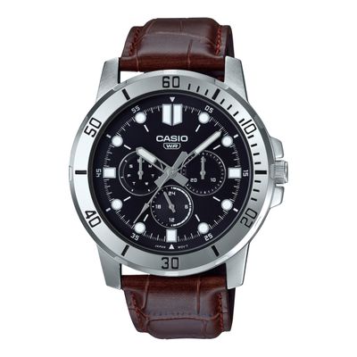 Reloj deportivo hombre Casio MTP-VD300L-1E  45mm correa de cuero  resistente al agua