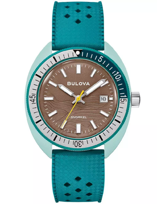 watch man Bulova Snorkel Sea Turtle Men&#39;s Watch 98B446 41mm 100m WR quartz perforated rubber strap