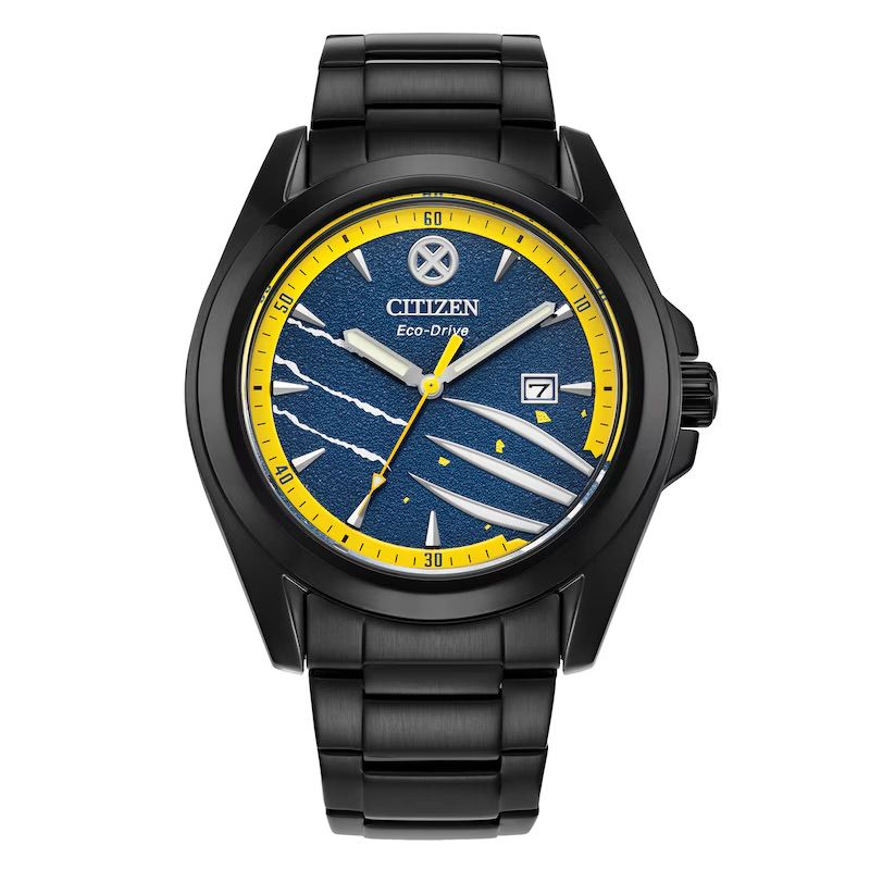 solar watch man Citizen Eco-Drive Marvel SNIKT! Wolverine AW1435-66W 43mm 100m WR steel strap
