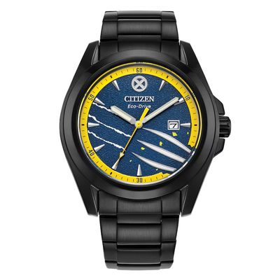 solar watch man Citizen Eco-Drive Marvel SNIKT! Wolverine AW1435-66W 43mm 100m WR steel strap