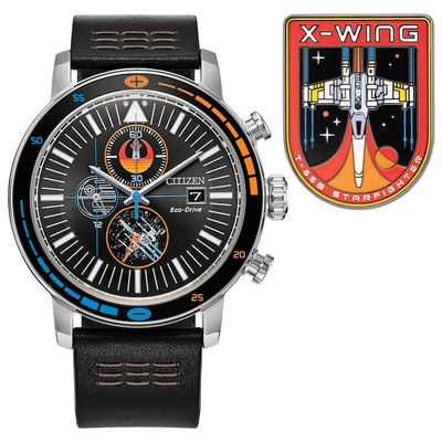 men&#39;s watch solar Citizen Eco-Drive Star Wars Rebel Starfighter CA0870-43W 44mm 100m WR leather strap Eco-Drive movement (solar or light powered)