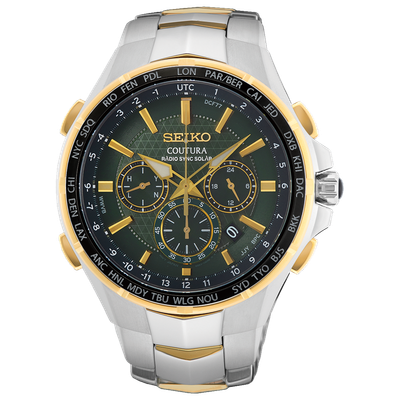 watch man solar radio-controlled Seiko Coutura Radio Sync Solar SSG022 45.5 mm 100 m WR sapphire crystal steel strap