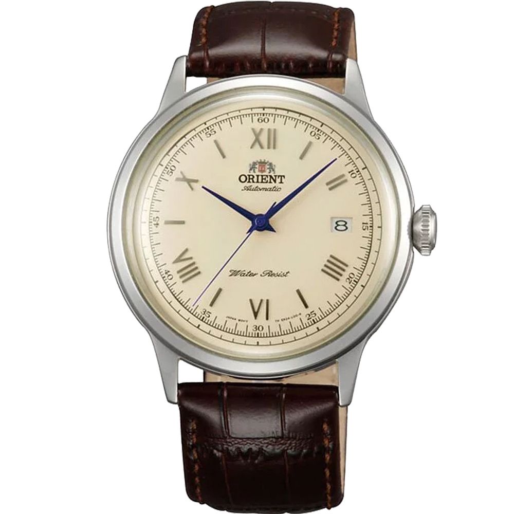 Orient Bambino TAC00009N champagne dial 40.5mm 30m WR automatic men&#39;s watch with leather strap Hand-Hacking (supports manual winding)