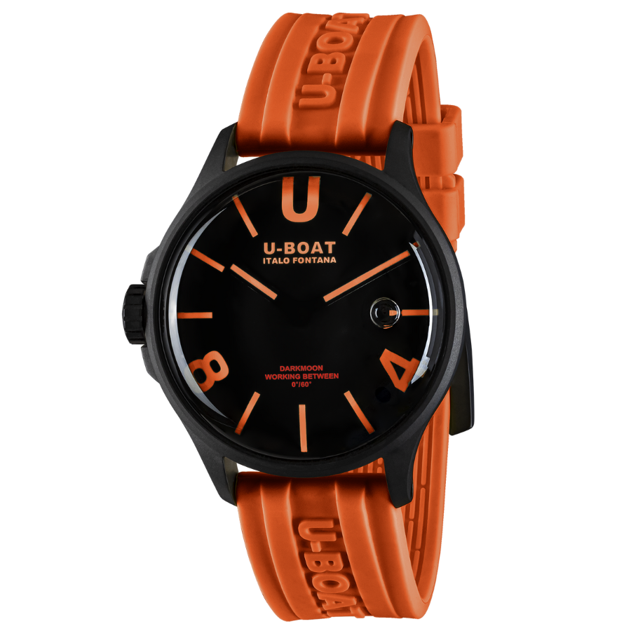 U-Boat Darkmoon Black PVD Black Dial Orange Strap Watch 9538