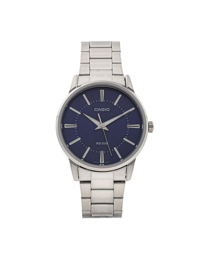 Casio analog watch MTP-1303D-2a white dial stainless steel strap 47 mm x 40 mm