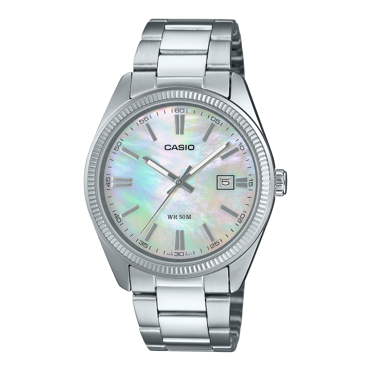 Casio MTP-1302PSC-7A  Mother of pearl classic unisex watch 44.2 × 38.5 × 9.2 mm 50m WR steel strap