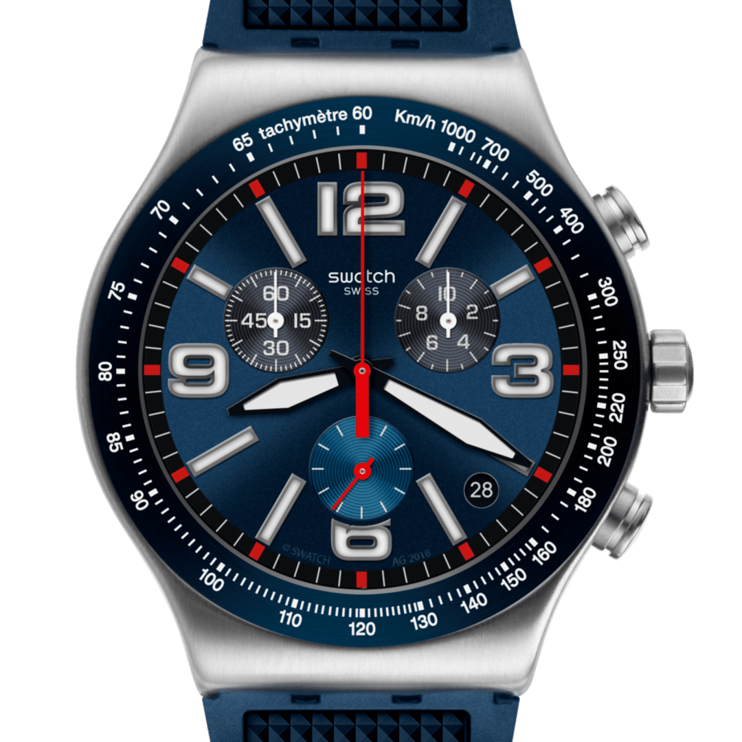 Swatch YVS454 BLUE GRID unisex watch 43mm 30m WR