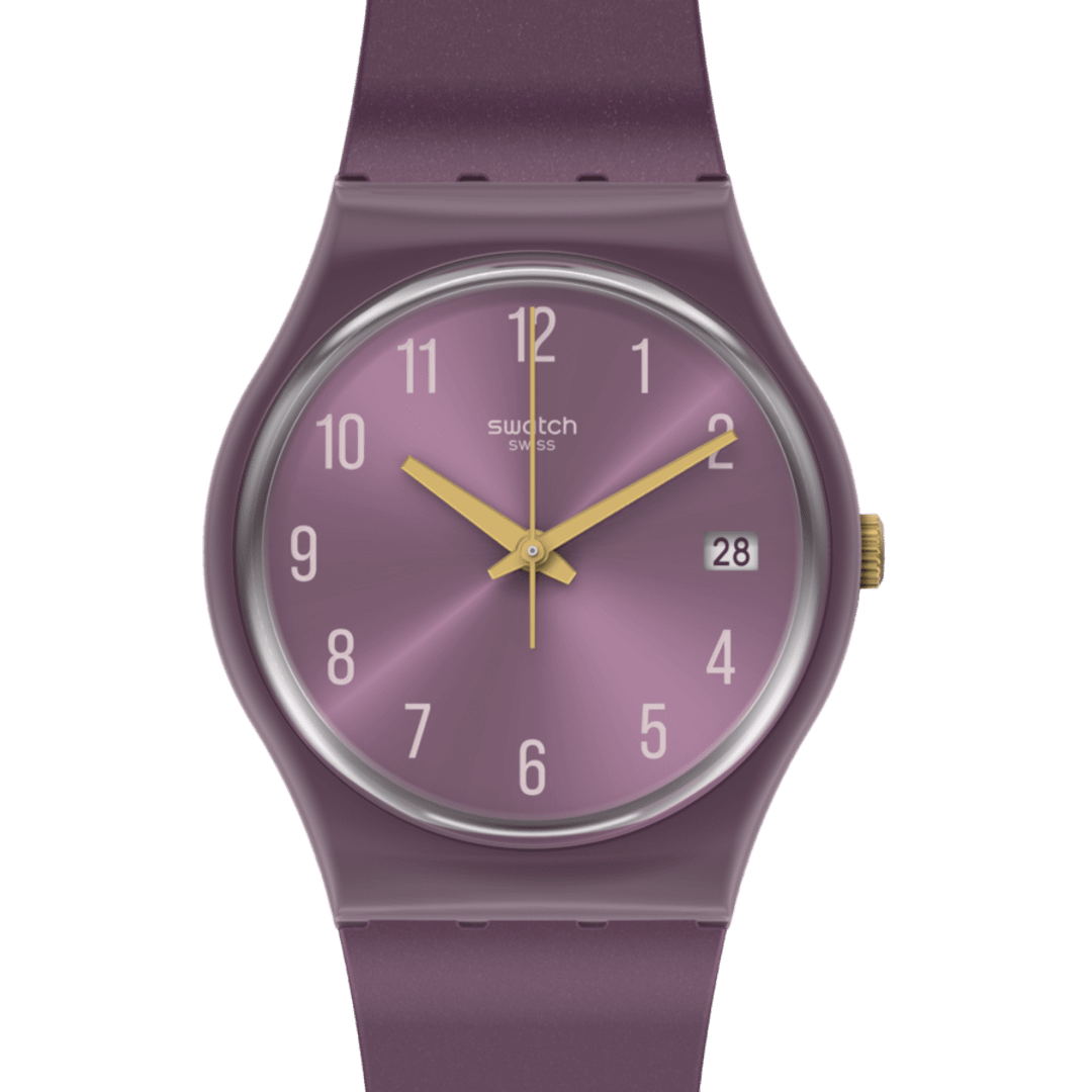 unisex Swatch GV403 PEARLYPURPLE 34mm 30m WR