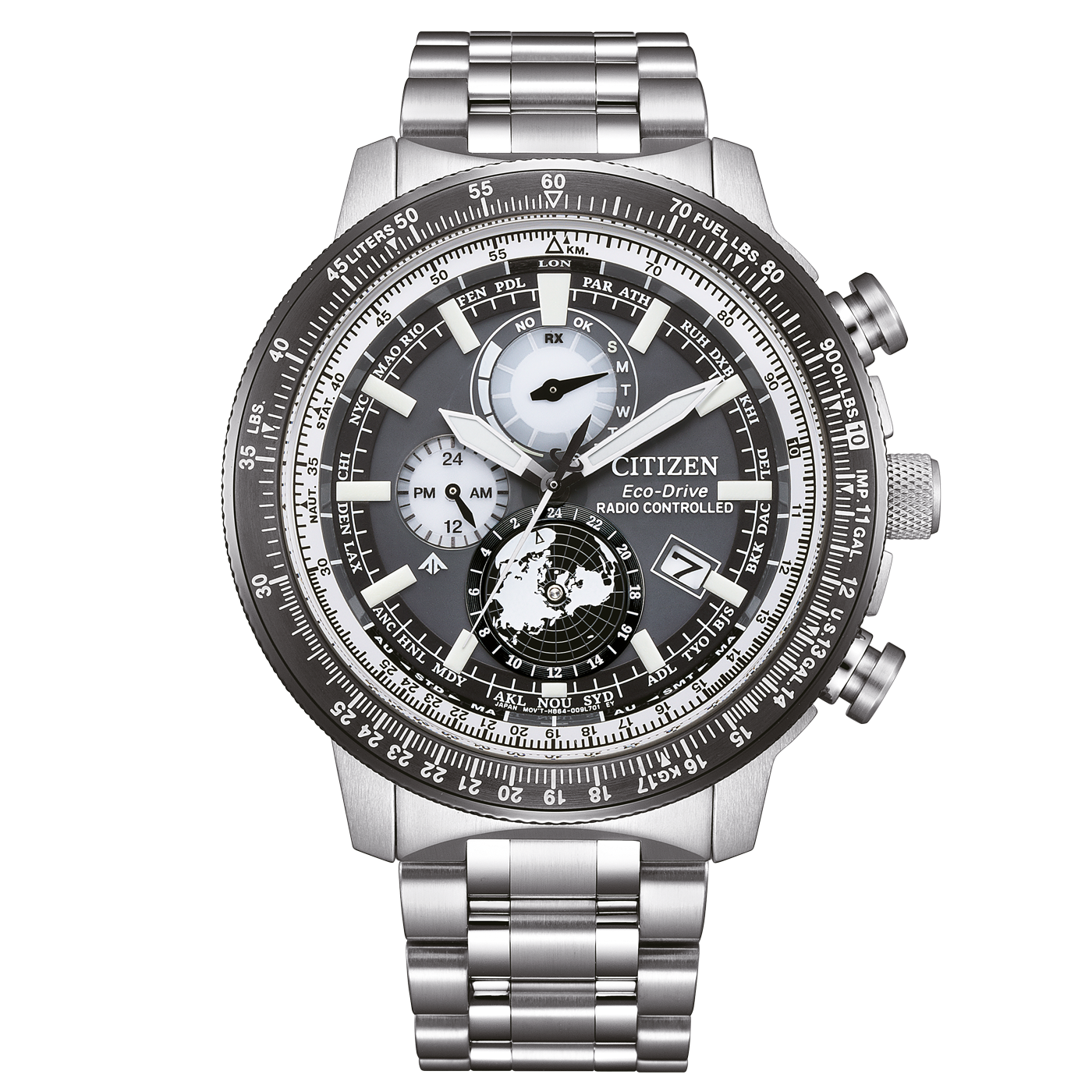 Citizen Promaster Geo Trekker solar radio-controlled watch BY3006-53H 46mm 200m WR sapphire crystal steel strap