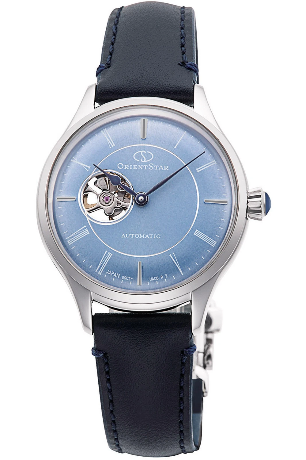 Orient Star Classic Semi-Skeleton Automatic Women&#39;s Watch RE-ND0012L 30.5mm 50m WR leather strap