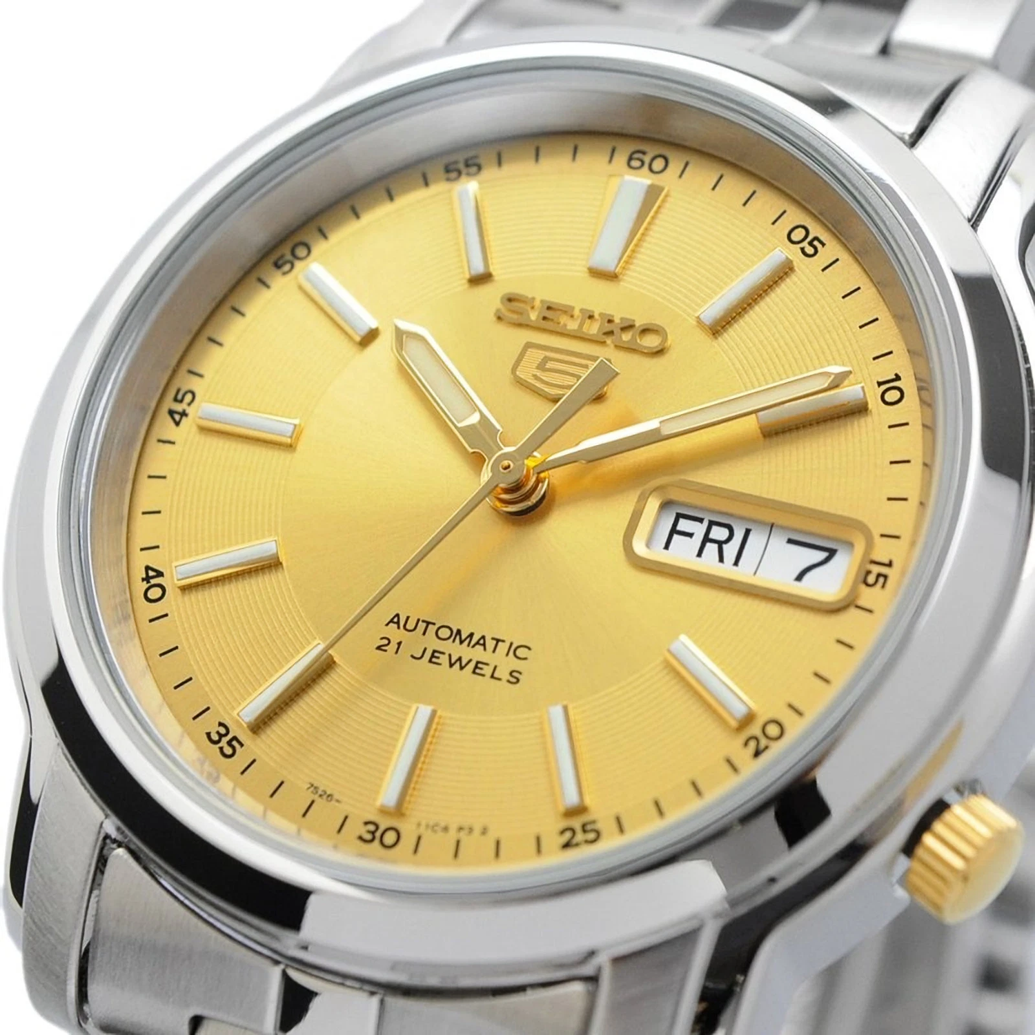 Seiko 5 SNKL81K1 Men&#39;s Automatic Watch 38mm gold dial steel 7S26