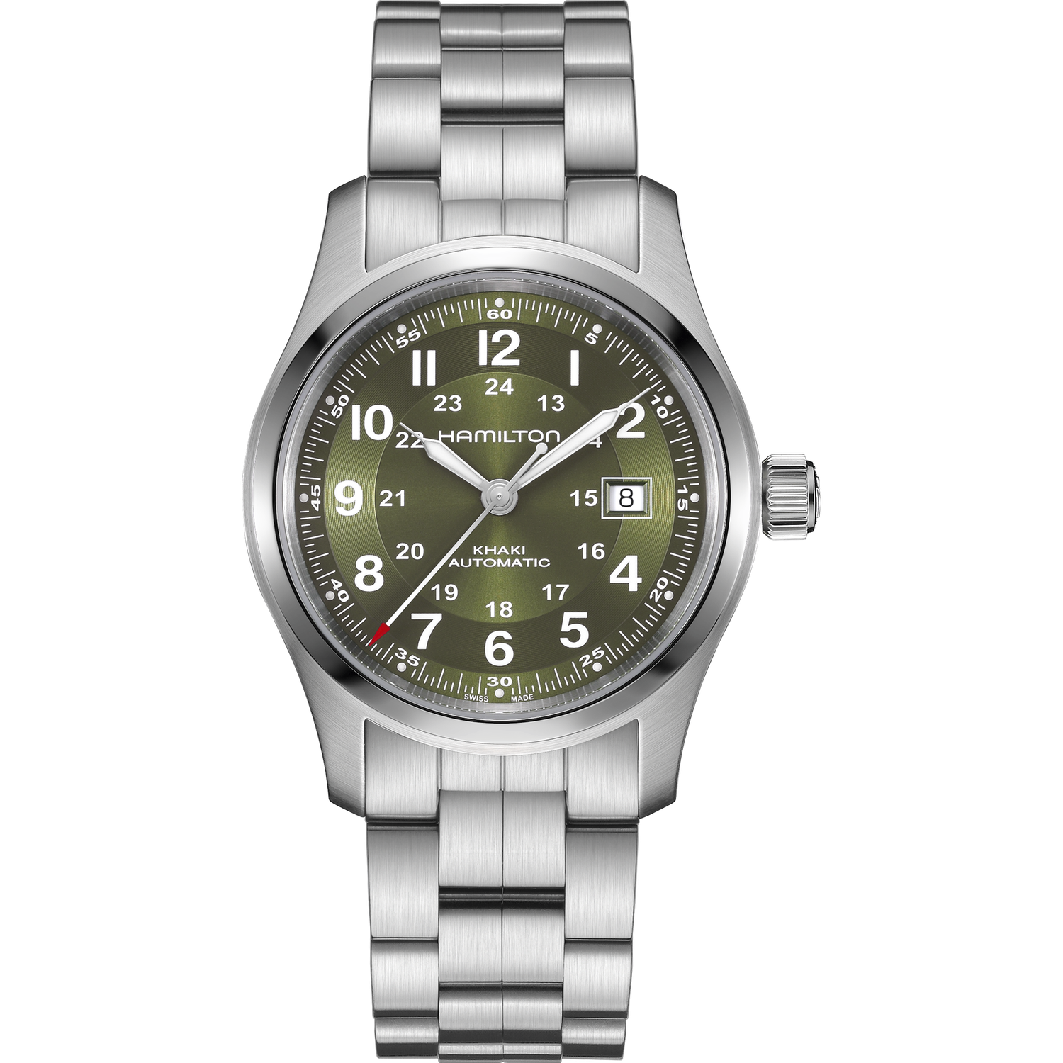Hamilton Khaki Field Auto 42mm Automatic Men&#39;s Automatic Watch | 42mm | H70605160 Sapphire crystal 80h power reserve 100m WR Steel strap