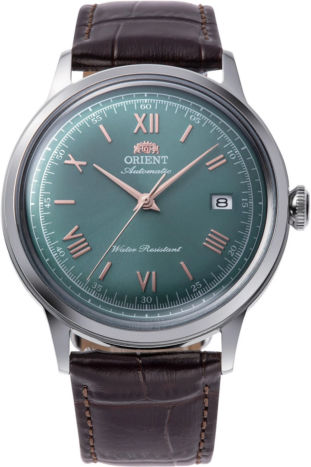 Orient Bambino “Emerald” RA-AC0023E 40.5mm 30m WR automatic men&#39;s watch with leather strap, caliber F6724