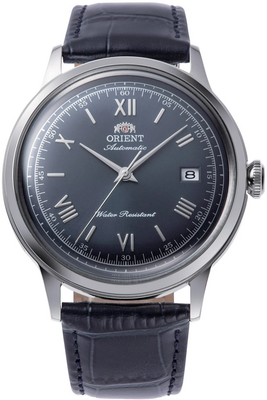 Orient Bambino Blue Sunburst RA-AC0024L 40.5mm 30m WR automatic men&#39;s watch with leather strap, caliber F6724