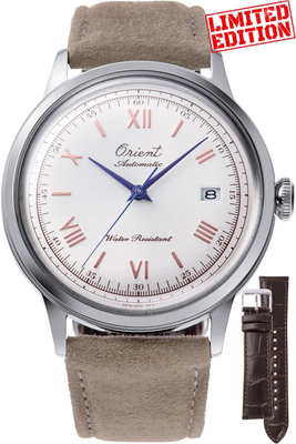 Orient Bambino Silver Sunburst RA-AC0027S 40.5mm Limited Edition 75th Anniversary automatic watch for men with leather strap + additional strap (manual winding compatible)