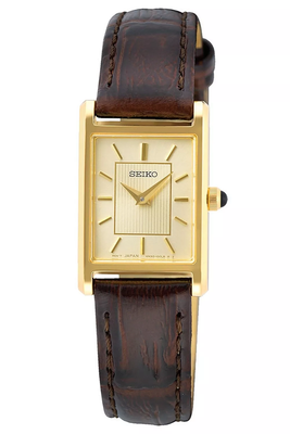 Seiko Essentials SWR066 women&#39;s quartz watch, 18.9 mm, 30 m WR, leather strap
