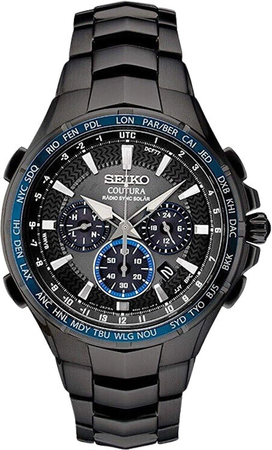 Seiko Coutura SSG021​ Radio Sync Solar Chronograph 44.5 mm sapphire crystal 100m WR radio-controlled men&#39;s sundial watch