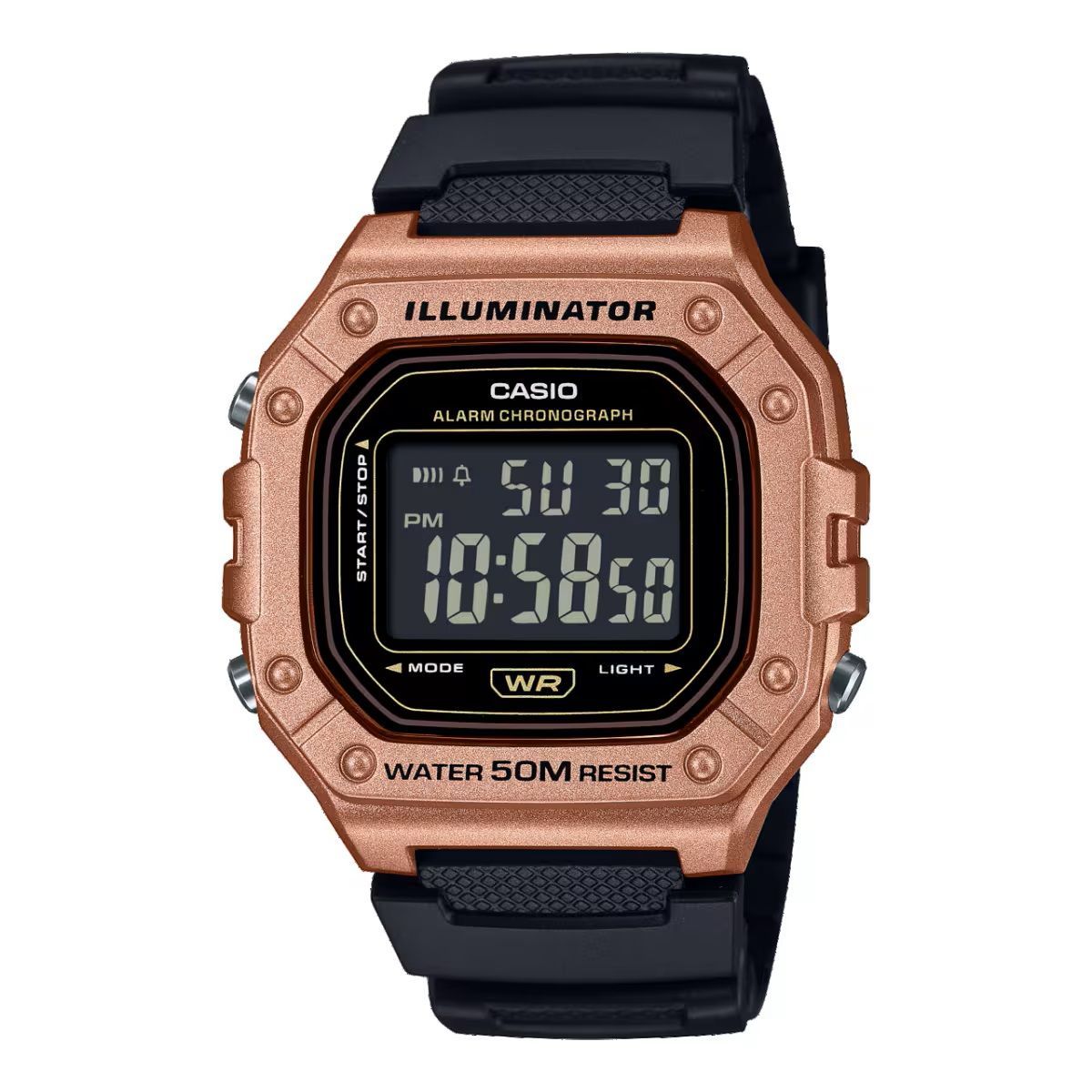 Casio W-218HM-5BV | Reloj Digital Retro con Resistencia al Agua y Diseño Marrón Metálico