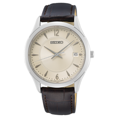 Men’s Quartz Seiko Discover More SUR421P1 39.4mm – Sapphire, 100 m, leather strap