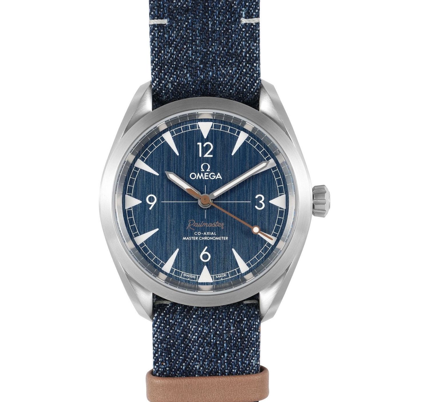 Men’s Automatic Omega Seamaster Railmaster 220.12.40.20.03.001 40mm – Sapphire, 150 m, 55h power reserve, denim NATO strap ￼