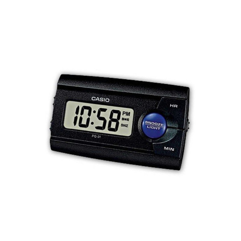 Reloj despertador Casio PQ-31-1EF LUZ LED DE FONDO ALARMA CON SONIDO DE ZUMBADOR ALARMA CON SONIDO DE ZUMBADOR · FUNCION SNOOZE
