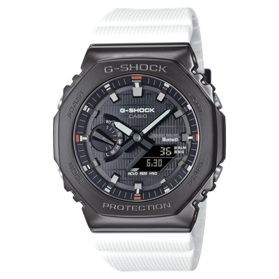 Men’s Solar Watch Casio G-Shock GBM-2100B-7AJF JDM 44.4mm – Sapphire, 200 m, Bluetooth, Tough Solar, white resin strap Japan Domestic Market